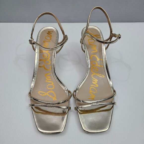 Sam Edelman Presley Strappy Heel Womens 11 Metallic Gold Sandal Formal Party NEW - Picture 4 of 14